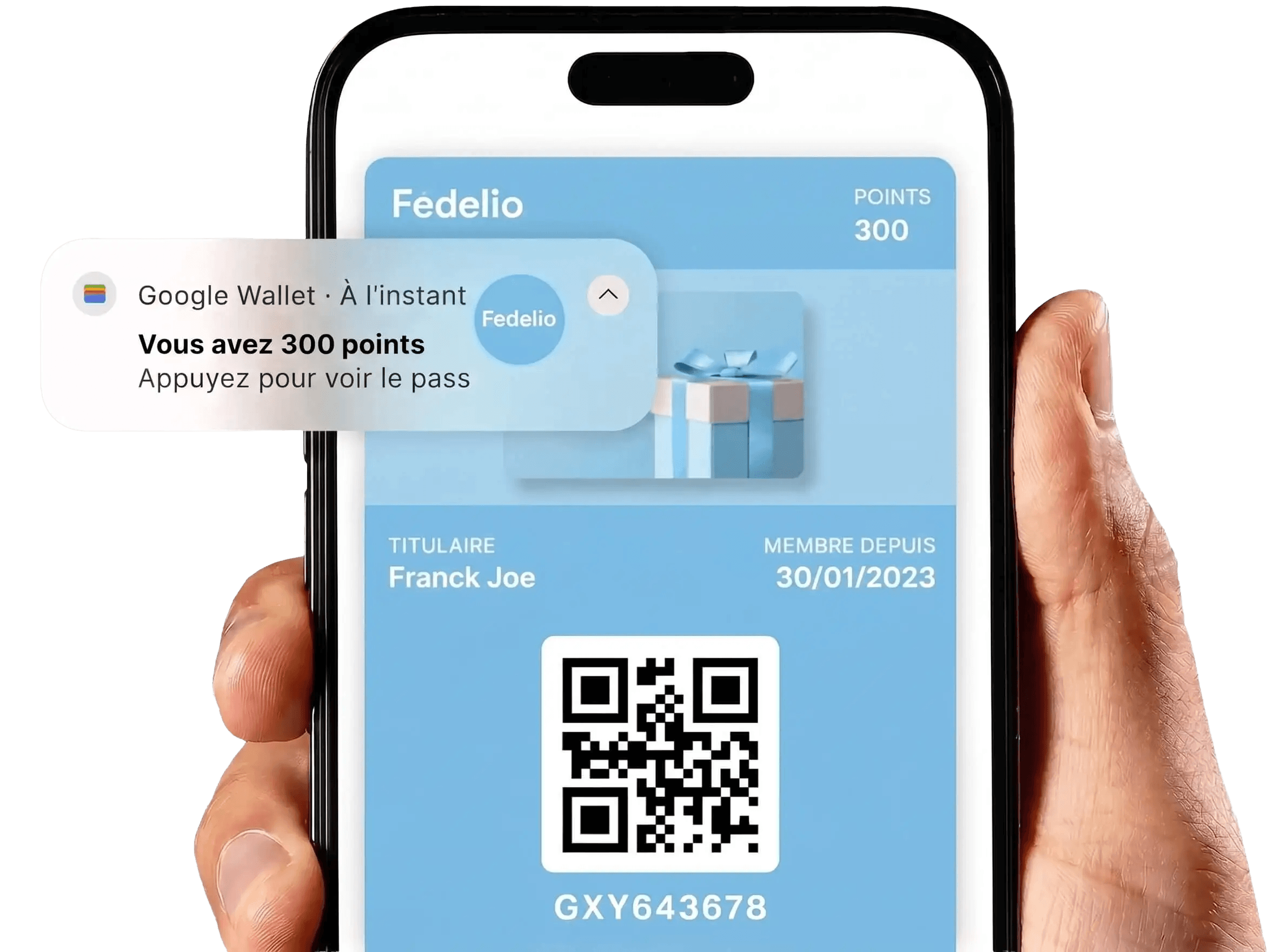 Aperçu d'une carte de fidélité dans Google Wallet